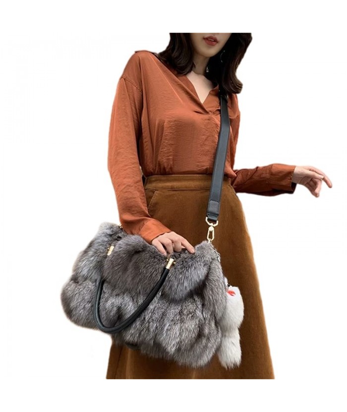 Mink Fur Tote Bag with Mink Fur Handles